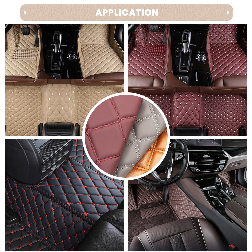 Classical Square Stitching Quilting Sponge Abrasion-Resistant Synthetic Leather For Car Foot Mat