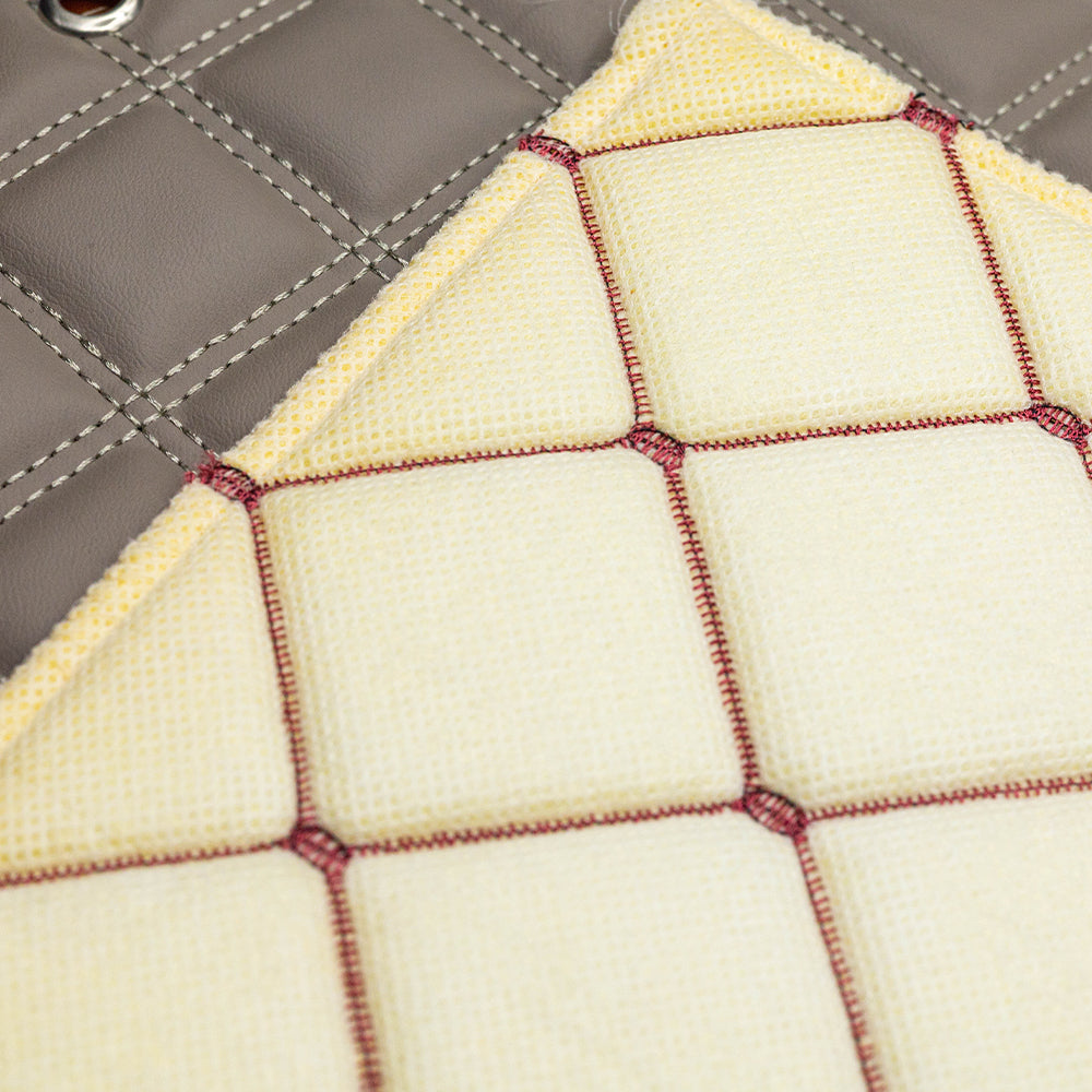 Classical Square Stitching Quilting Sponge Abrasion-Resistant Synthetic Leather For Car Foot Mat