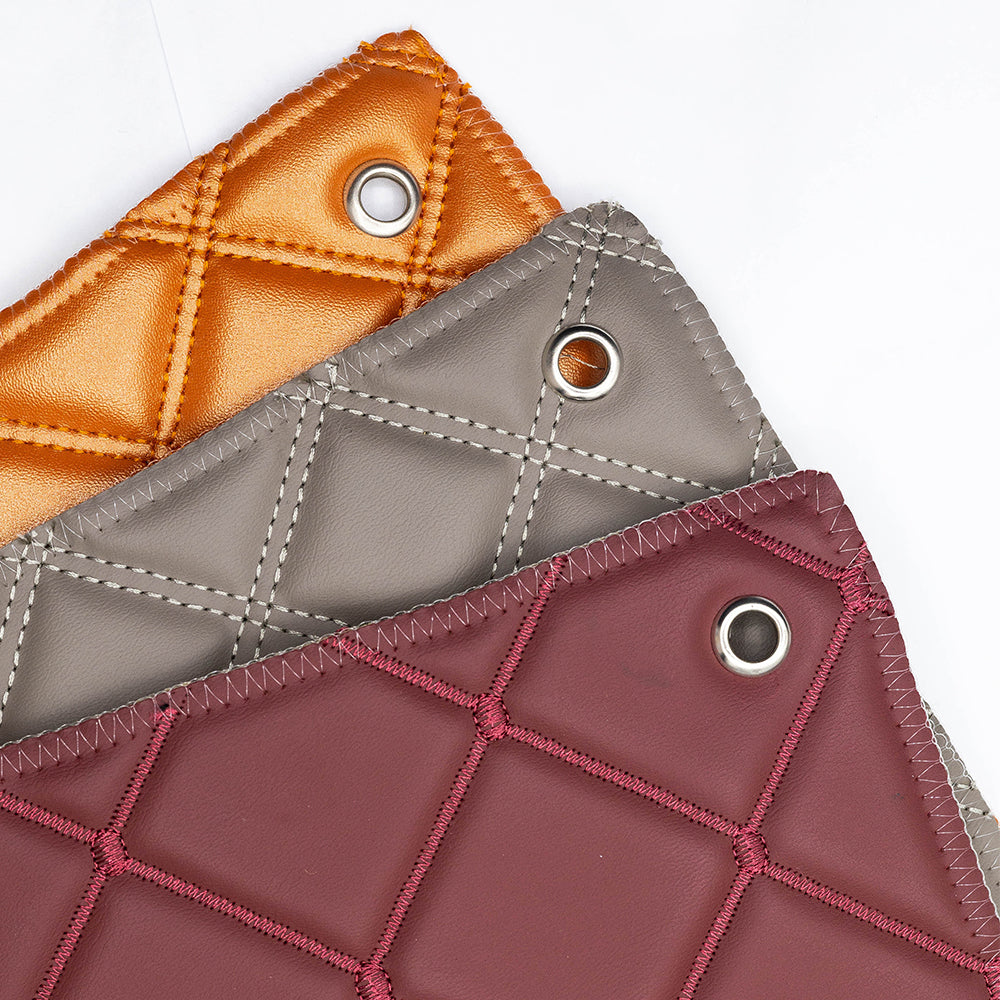 Classical Square Stitching Quilting Sponge Abrasion-Resistant Synthetic Leather For Car Foot Mat